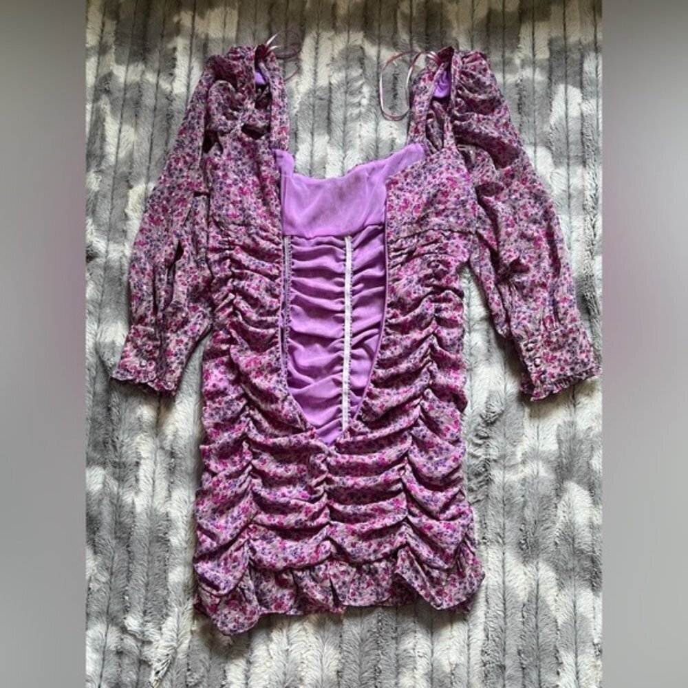 Blogger Fav ZARA FLORAL PRINTED DRESS WITH DRAPING Size Medium - Picture 9 of 15